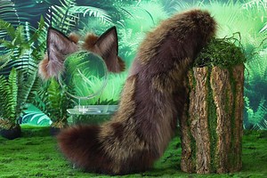 Brown Patchwork Wolf Ears and Tail, Fox Cosplay - Costume - Birthday - Halloween - Christmas Gift - Etsy