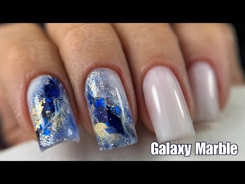 Builder Gel Nail Art | Galaxy Marble Design Step by Step Tutorial 💅✨