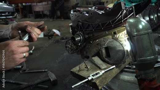 repair and assembly of a stock turbocharged engine for a drift car installation of a custom tensioner and oil pump chain dampener drilling and thread cutting
