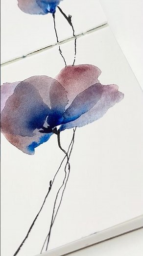 Diese elegante Aquarellblume entsteht in weniger als 1 Minute 🌸 Anfänger werden sie lieben