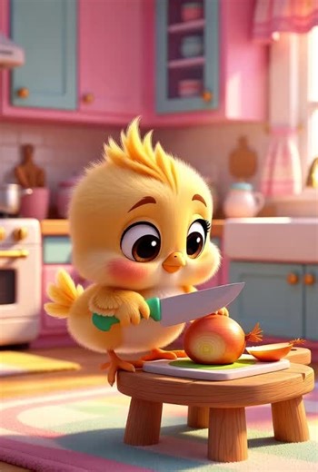 🐥🧅 Baby chick cooking time! Little chick is cutting onion and making yummy food 🍳 Oops! Onion made chick cry 😢 But chick is still happy 💛 Learning, fun & smiles! #KidsContent #CuteChick #BabyChick #KidsCartoon #FunForKids