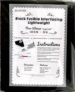 MAROBEE Black Lightweight Fusible Interfacing Iron On for Sewing Projects, (40 Inch x 3 Yard) Non-Woven