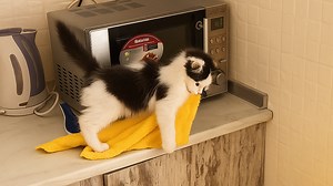 Kitchen Trouble with a Curious Kitten