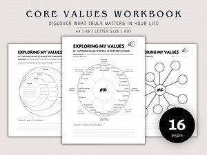 Core Values Workbook: Self-discovery Journal (PDF Instant Download) - Etsy