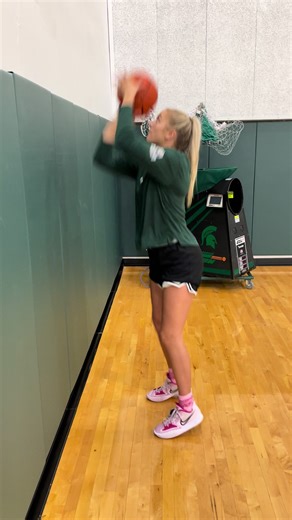 “Wall Shots” We use these for players who start with the ball too far or too close and for players who have a pulling motion vs. pushing. Player starts with the ball just about touching the wall, and then tries to maintain that distance without the ball touching the wall #MakeShots #basketballshootingdrills #basketballshootingcoach #basketballshooting #basketballshootingtips