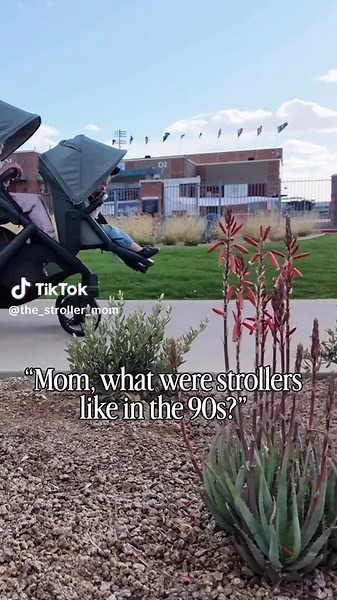 Mom…what were strollers like in the 90s? A rainbow quilted seat, plastic wheels, and vibes 😅 Now we need a spreadsheet just to pick one. #90skids #stroller #momtok #90smom #babygear