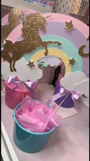 Unicorn centerpieces #birthdayparty #unicornparty #centrodemesa #centerpieces #partydecorations