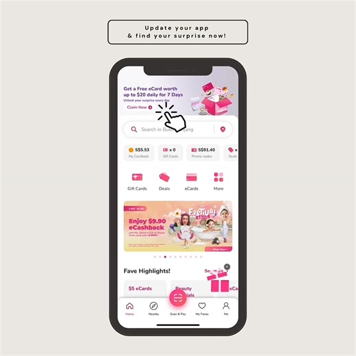 🚨 4 MORE DAYS! Update your app & find your Fave surprise now! 📲✨ 👉 Here’s a quick guide on how to claim your surprise: Click the top banner OR Tap the pink box at the bottom left of the home page! Easy peasy, right? 😉 | Fave