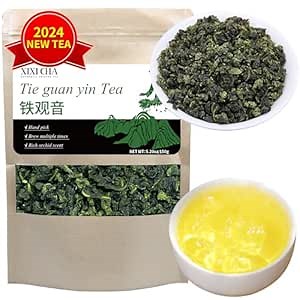 XIXICHA New Tie Guan Yin Tea Anxi Tieguanyin Iron Goddess of Mercy Tie Guan Yin Oolong Loose Leaf Chinese Tea Ti Kuan Yin 5.29oz/150g 铁观音 安溪铁观音茶 乌龙茶 茶叶