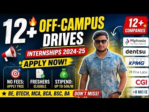 Mphasis, Denstu, KPMG, Pinelabs, CGI and other 8 off campus drive - Internships