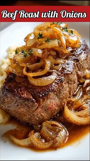 Juicy Tender Beef 🥩🥩 Roast with Onions, RECIPE ⬇️ #beefroast #beefsteak #beef #roast #baked #food