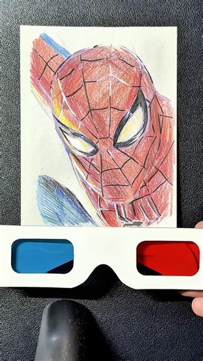 3D glasses art🎨 What do you see??🕷️#spiderman #hulk #marvel #howtodraw #drawing #art #3d