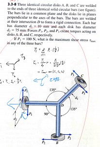 3.3-8 Three identical circular disks A , B, and C are welded to... | Filo