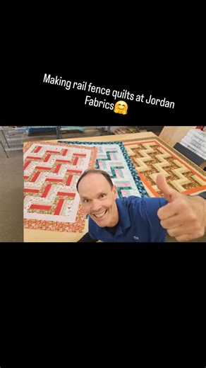 Jordan Fabrics on Instagram: "Making 3 rail fence quilts! We have a youtube video if you would like to know how to make your own from scratch! #quilting #sewing #quiltsofinstagram #discoverpage #youtube"