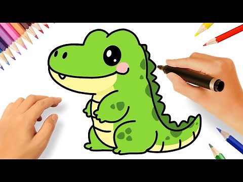 HOW TO DRAW A CUTE CROCODILE EASY 🐊💗