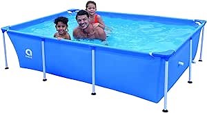 Above Ground Swimming Pool, Outdoor Rectangle Frame Steel Frame Pool for Backyard, Blue 8.5ft x 6ft x 26in