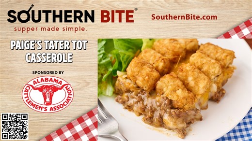 This Southern Bite cheesy Tater Tot Casserole recipe by Stacey Little recipe is a super simple crowd-pleaser featuring only a few ingredients but loads of flavor. You can whip up this comfort food really quickly! Thanks for Alabama Cattlemen's Association for sponsoring this segment. For the full recipe, visit: https://southernbite.com/paiges-tater-tot-casserole | Simply Southern TV