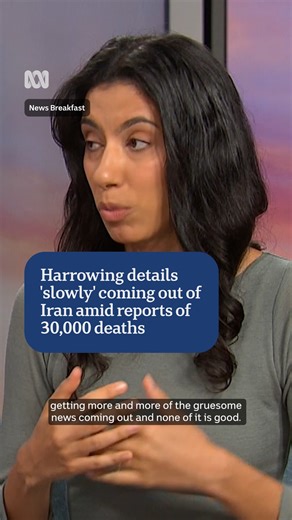Iran continues to face an internet blackout amid a brutal crackdown on protestors, with some estimates placing the death toll as high as 30,000 people. Iranian-Australian Samaa Kanani talks to News Breakfast about what she's hearing from her community. #ABCNewsBreakfast | News Breakfast