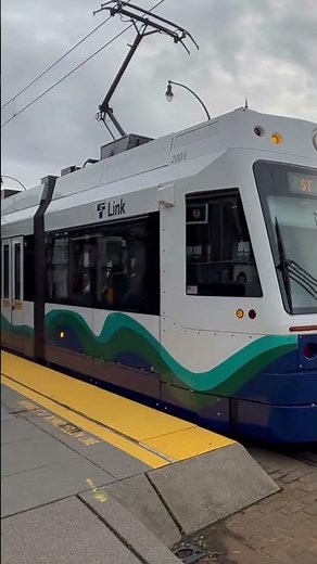 (Outbound) Tacoma Link Light Rail 2001 departs the Tacoma Dome Station.