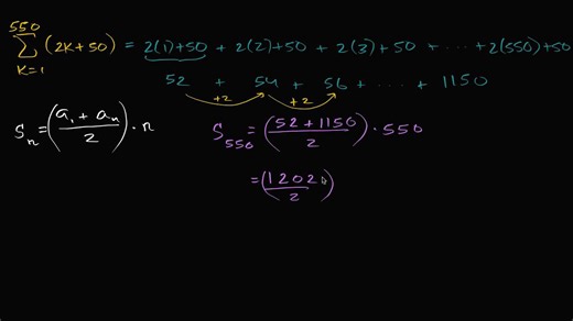 Worked example: arithmetic series (sigma notation)