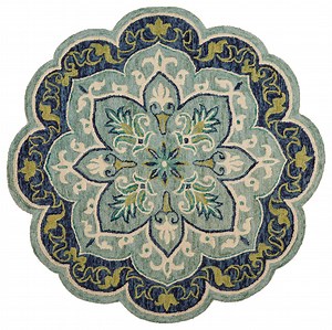 Ox Bay Eloise 4' Round Teal Floral Medallion Indoor Area Rug - Walmart.com