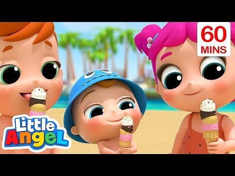 Hot And Cold at the Beach! | Little Angel Sing Along | Learn ABC 123 | Fun Cartoons | Moonbug Kids