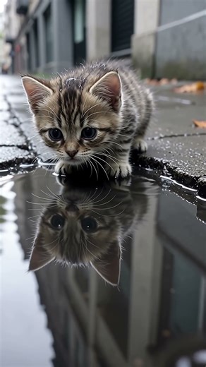 Rainy Day Reflection: Puddle Mirror Captures The Sky! ✨ #Shorts