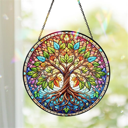 Tree of Life Stained Glass Suncatcher Handmade Wildlife Arttree of Life Art Gift Memorial Gifts Unique Glass Wall Decor Remembrance Gift - Etsy