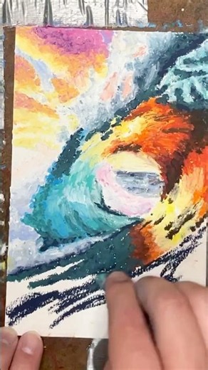Impressionist Ocean Wave | Oil Pastel Timelapse