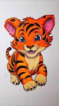The Tiger Cub Coloring Process! 🐯💖 Creative Flow