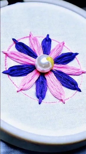 hand embroidery flower design pattern | needle point art new flower design #shorts