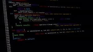 Programming Code Running Down a Computer Screen Terminal