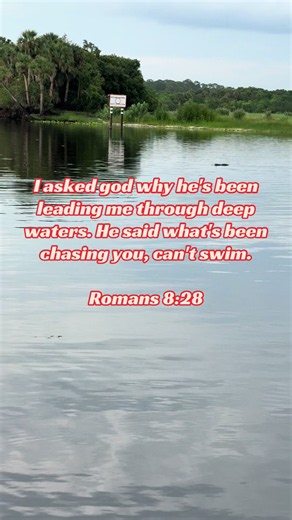 Romans 8:28 faith meaning — 'what's been chasing you can't swim'