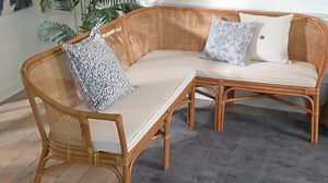bali & pari Adede Light Honey Rattan 2-Piece Dining Nook Banquette Set 2611418614187HD