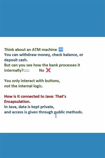 Encapsulation Explained with Real-Life Example 🏧 | Java OOP #Java #Encapsulation #JavaShorts #oop