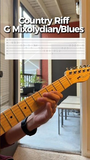 Country guitar riff using G Mixolydian/Blues Scale #countryguitar #guitarlesson #guitarlicks