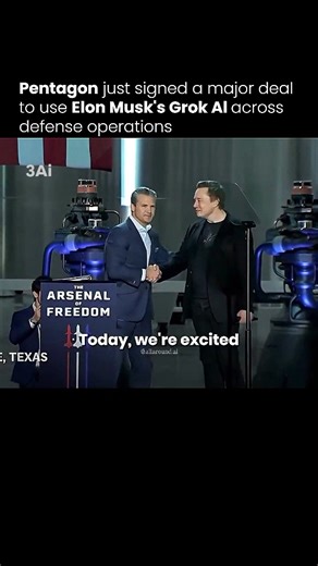 Artificial Intelligence | AI on Instagram: "The U.S. Department of Defense has announced plans to deploy Elon Musk's Al chatbot Grok across military networks, signaling a broader expansion of generative Al inside the Pentagon. Defense Secretary Pete Hegseth said Grok will be used alongside Google's Al systems on both classified and unclassified networks, supporting data analysis, planning, and internal workflows under existing security and compliance rules. The move comes despite international c