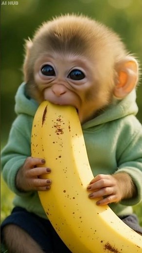 Cute Monkey Eats a Banana 😍