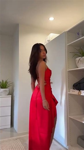 Satin Back Lace-up Ruffles High Low Slit Maxi Dress #fashion #dress