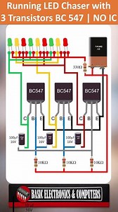 Running LED Chaser with 3 Transistors BC 547, NO IC! #LEDChaserCircuit #BC547