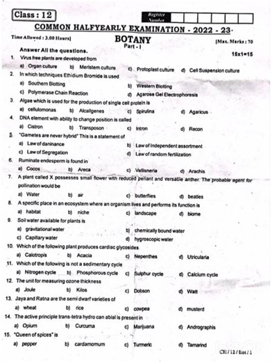 12th botany half yearly exam question paper 2024🔥🔥🔥#12thbiobotany