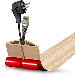 Floor Cord Cover Self Adhesive Cord Hider,3.3FT Cable Management, Extension Strip Protector for Wires, Prevent Cable Trips for Offices, Gyms, Exhibitions Cavity:0.47"(W) x0.35(H) WoodLightyellow