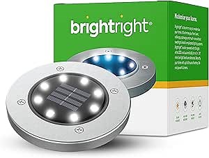 Solar Outdoor Lights (4 Lights) - White LED Weatherproof Outdoor Ground Lights for Landscape, Garden, Patio, Lawn, Deck, Pathway & Driveway