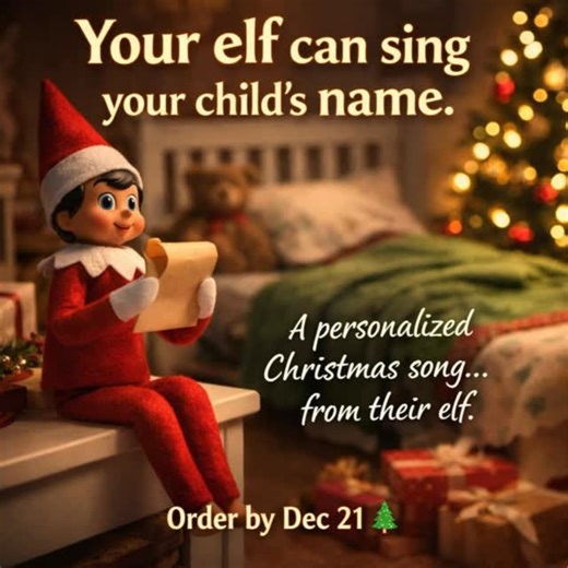 Elf Jams on Instagram: "Parents—this is how you win Christmas. A custom elf song with your child’s name in it. 🎶🎄 No shipping. No stress!! Just press play and watch their face. Limited recording spots. REAL AUDIO — NOT Ai Tap the link in our bio and lock yours in now. ORDERS CLOSING SOON!"