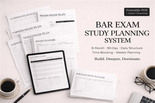 Bar Exam Study Planner | 6-month, 90-day, Daily Prep System (PDF Download) - Etsy