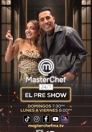 ¡Mantente informado de todo lo que pasará en La Gala de Domingo de eliminación y en el Mundo #MasterChefMx, obvio solo en el #PreShow con Leslie y Antonio! 🔥🫢 Nos vemos a las 7:30 p.m. por nuestras redes sociales y por #DisneyPlus. 📱