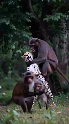 Cheetah Fights Back as Large Monkey Attacks 🐆🐒 | Intense Wildlife Struggle