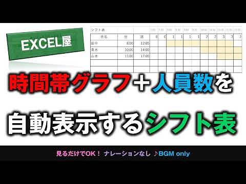 [EXCEL] 時間帯グラフ＋時間帯人員数を自動表示するシフト表