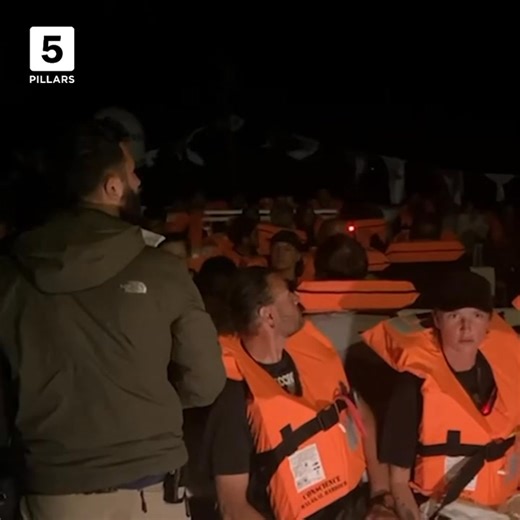 2.6K views · 82 reactions | The Israeli navy attacked nine ships of the Freedom Flotilla Coalition’s ‘Thousand Madleens’ in international waters in the early hours of Wednesday morning. | 5Pillars | Facebook