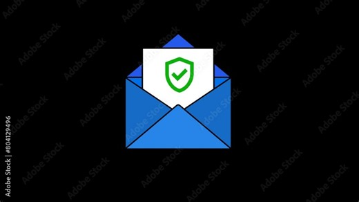Email with secure checkmark Animated icon with transparent background